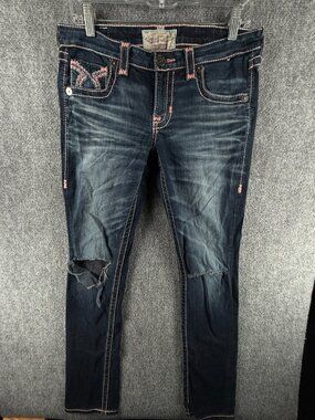 Big Star Liv Skinny Women Denim Jeans Dark Wash 30R Urban Cotton Stretch Ladies